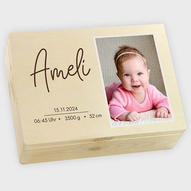 Personalisierte Baby Erinnerungsbox mit Foto