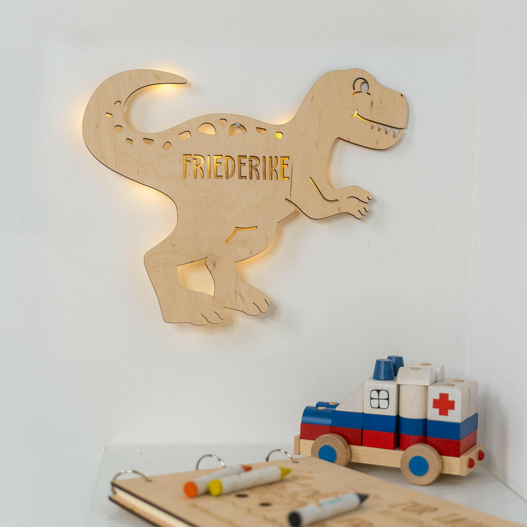 Schlummerlicht Baby mit Namen - Kinder Nachtlicht Personalisiert - Dino T-Rex - Image 2