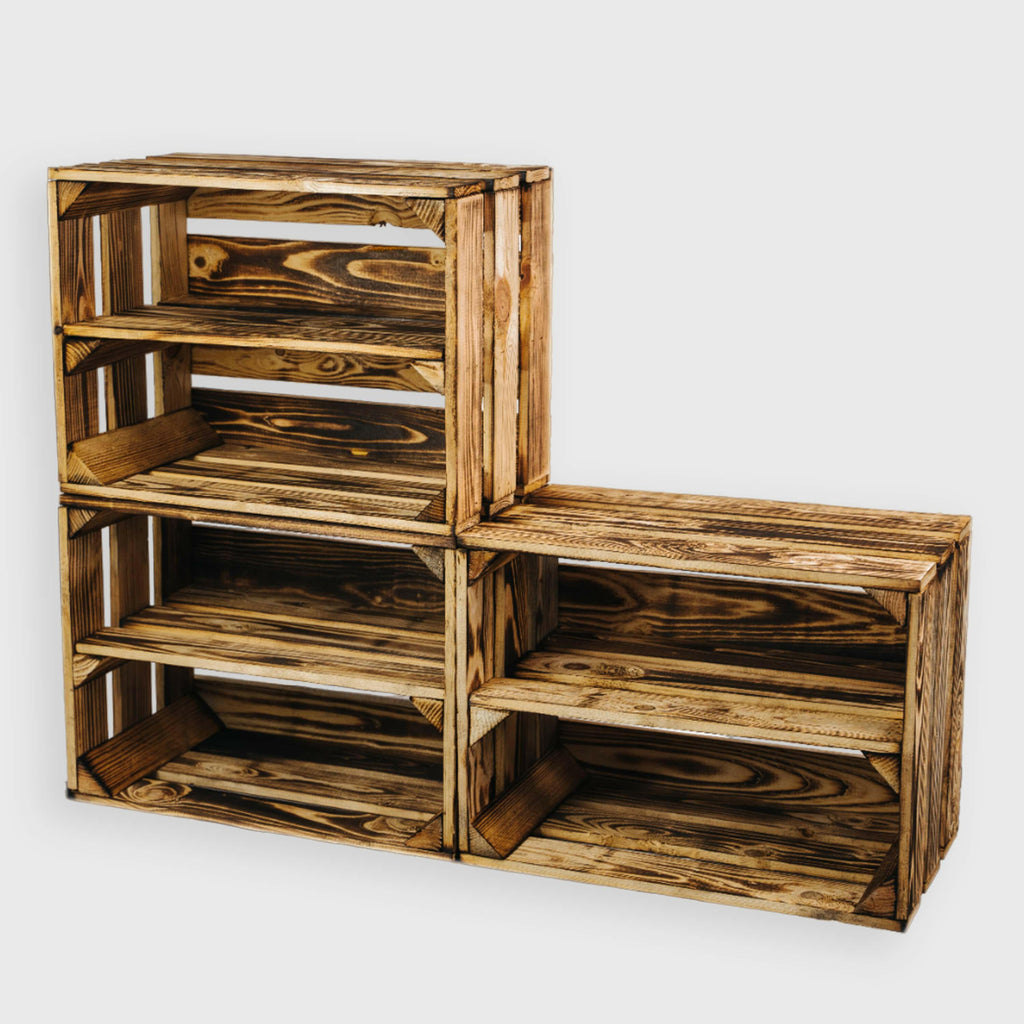 Vintage Weinkisten - 3er-Set - Regalboden Längs - Geflammt - Größe Wählbar.