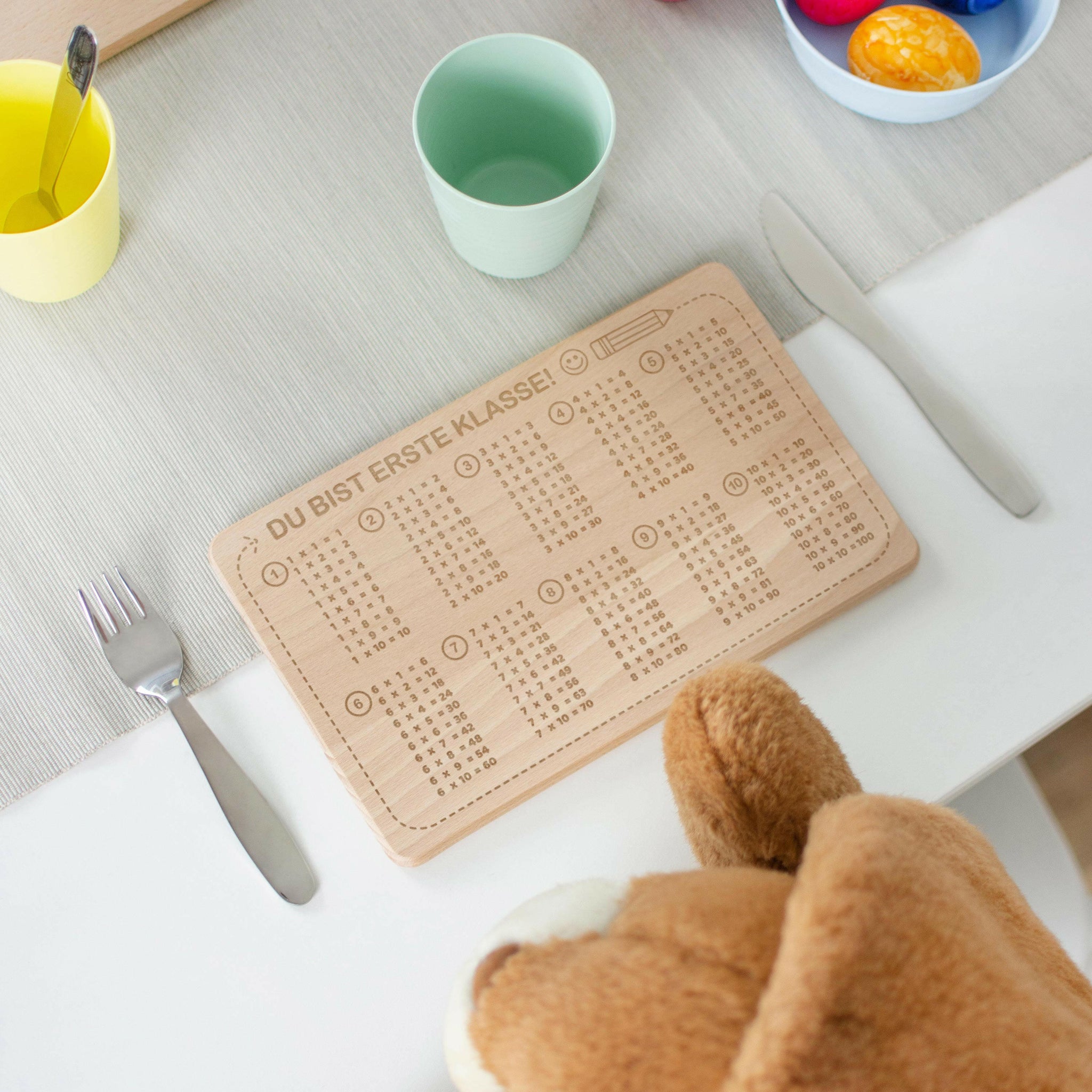 Frühstücksbrettchen 'Panda' Mit Persönlicher Gravur – 21 X 11 Cm, Aus Ahornholz – Geschenk Zur Einschulung