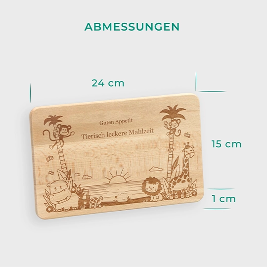 Frühstücksbrettchen für Kinder mit Gravur & Text - Dschungel Motiv - Image 4