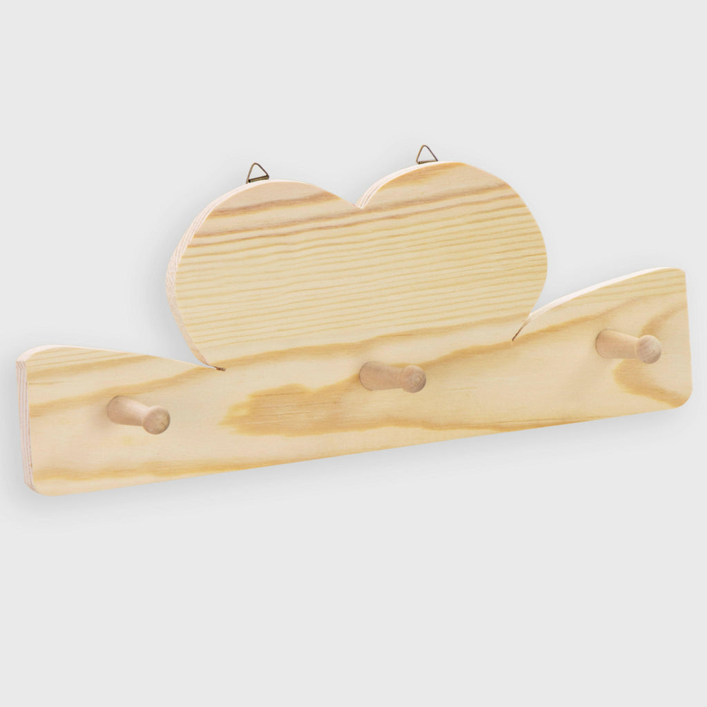Hakenleiste aus Holz - mit 3 Garderobenhaken.