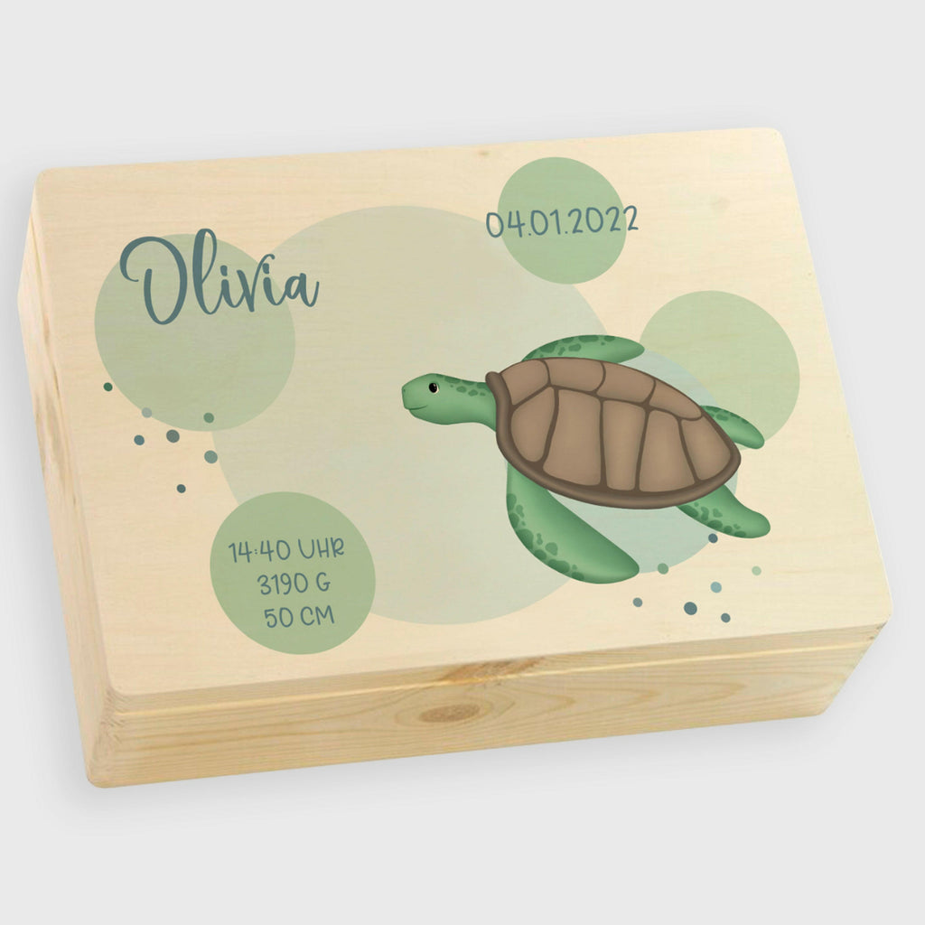 Erinnerungsbox für Baby - Personalisiert - Schildkröte Motiv - Ocean Serie - Natur.