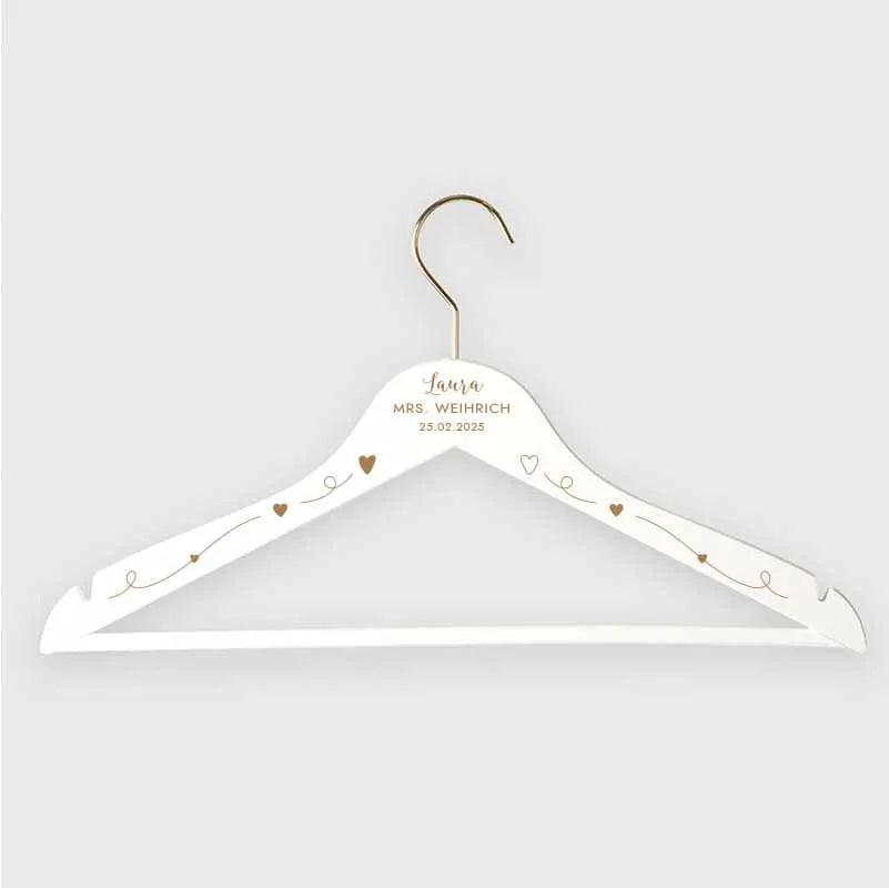 Personalisierter Kleiderbügel zur Hochzeit | Willich in Gold - Weiß/Schwarz - Image 12