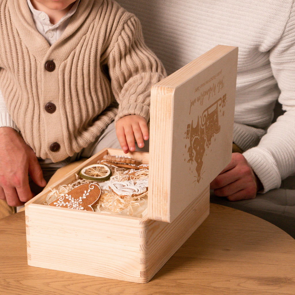Erinnerungsbox - Personalisiert - Weihnachtsschlitten Motiv.