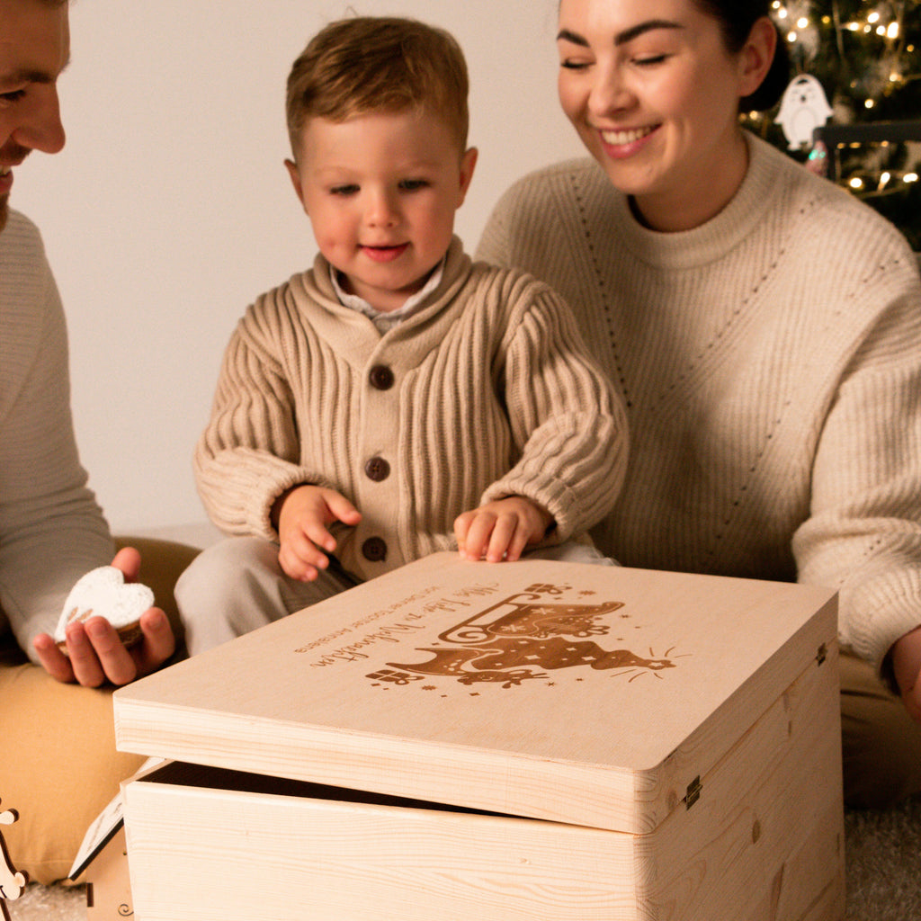 Erinnerungsbox - Personalisiert - Weihnachtsschlitten Motiv.