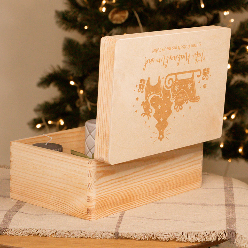 Erinnerungsbox - Personalisiert - Weihnachtsschlitten Motiv.