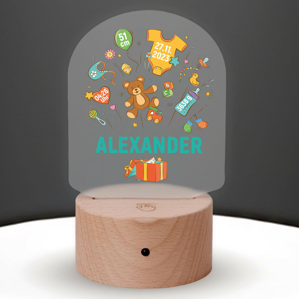 LED Kinder Nachtlicht - Personalisiert - Schlummerlicht Baby mit Namen - Geschenkbox 3D Lampe - Image 1