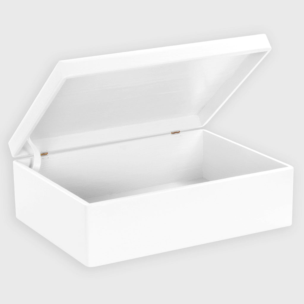 Holzkiste mit Deckel - weiß - Erinnerungsbox Groß | Aufbewahrungskiste Erinnerungskiste aus Holz, Holzbox lakiert, FSC® - diverse Größen.