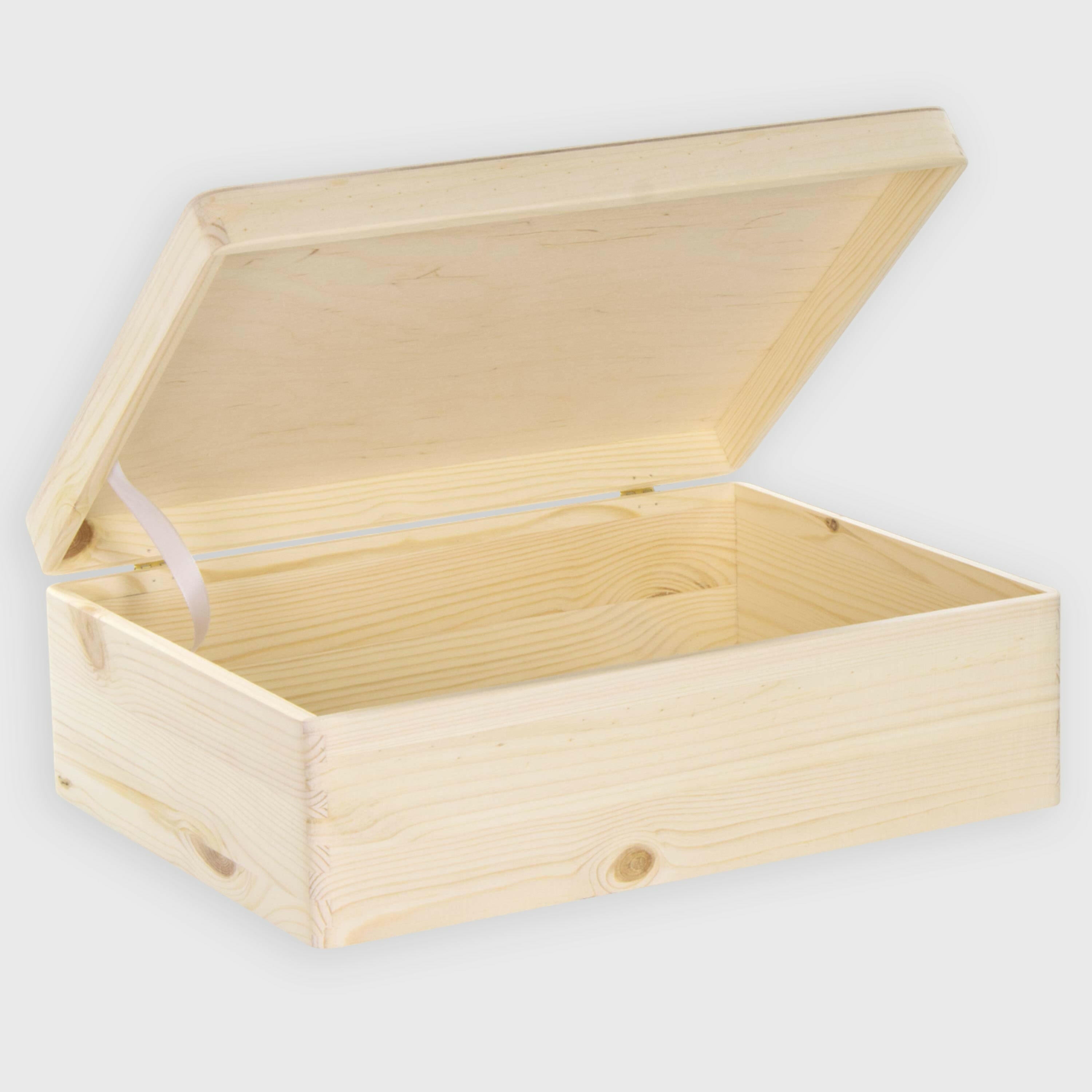 Flache Holzbox mit Deckel Klein Holzkiste Holz Schatzkiste Schatulle aus  Naturholz mit Verschluss - Rechteckige, stabile und langlebige  Aufbewahrungsbox