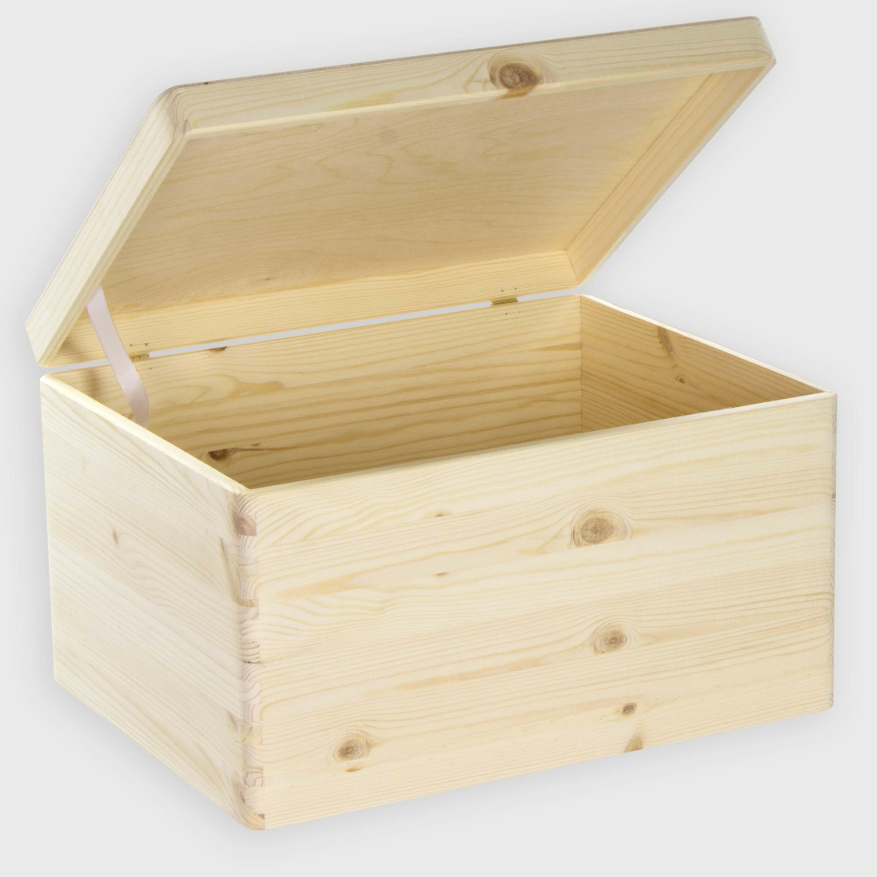 Flache Holzbox mit Deckel Klein Holzkiste Holz Schatzkiste Schatulle aus  Naturholz mit Verschluss - Rechteckige, stabile und langlebige  Aufbewahrungsbox