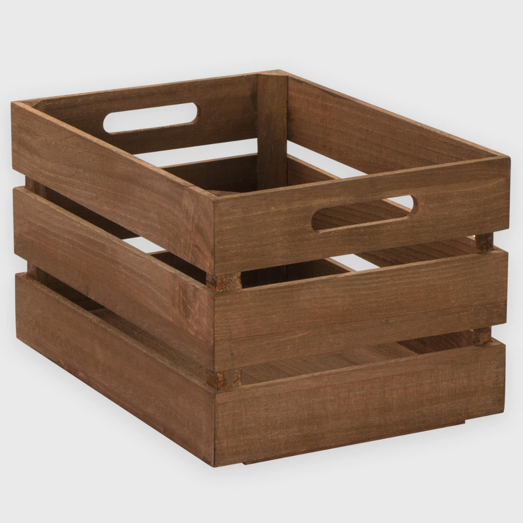 Holzkiste mit Griffen - Braun.