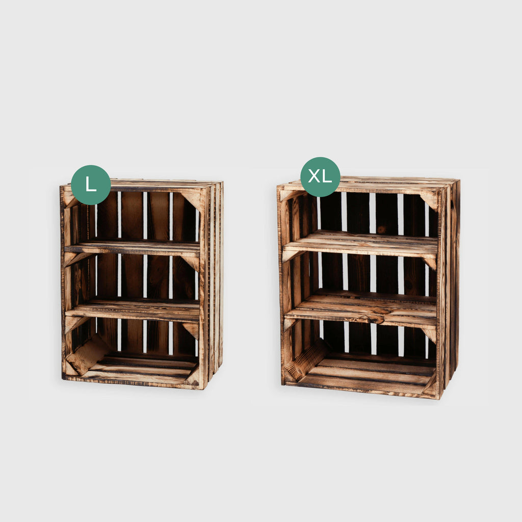Vintage Weinkiste - 2 Regalböden Quer - Geflammt - Größe Wählbar.