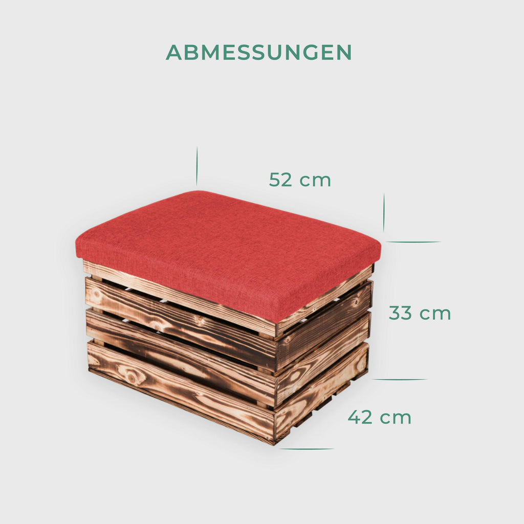 Sitzhocker mit Stauraum - ca. 50x40x30cm, Geflammt - Hocker aus Holz | Sitzbank & Aufbewahrungshocker mit Deckel - Sitzpouf & Fußhocker.