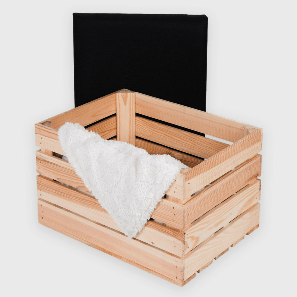 Sitzhocker mit Stauraum - ca. 50x40x30cm, Natur - Hocker aus Holz | Sitzbank & Aufbewahrungshocker mit Deckel - Sitzpouf & Fußhocker.