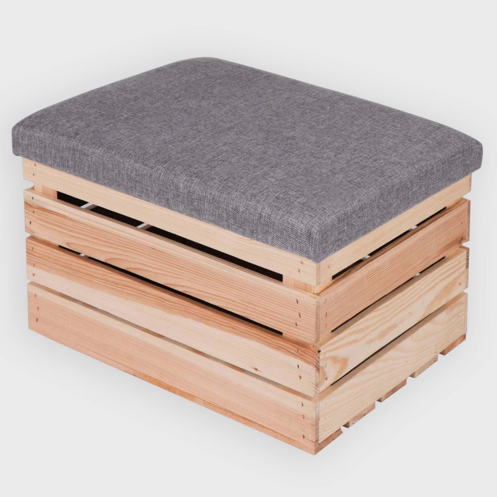 Sitzhocker mit Stauraum - ca. 50x40x30cm, Natur - Hocker aus Holz | Sitzbank & Aufbewahrungshocker mit Deckel - Sitzpouf & Fußhocker.