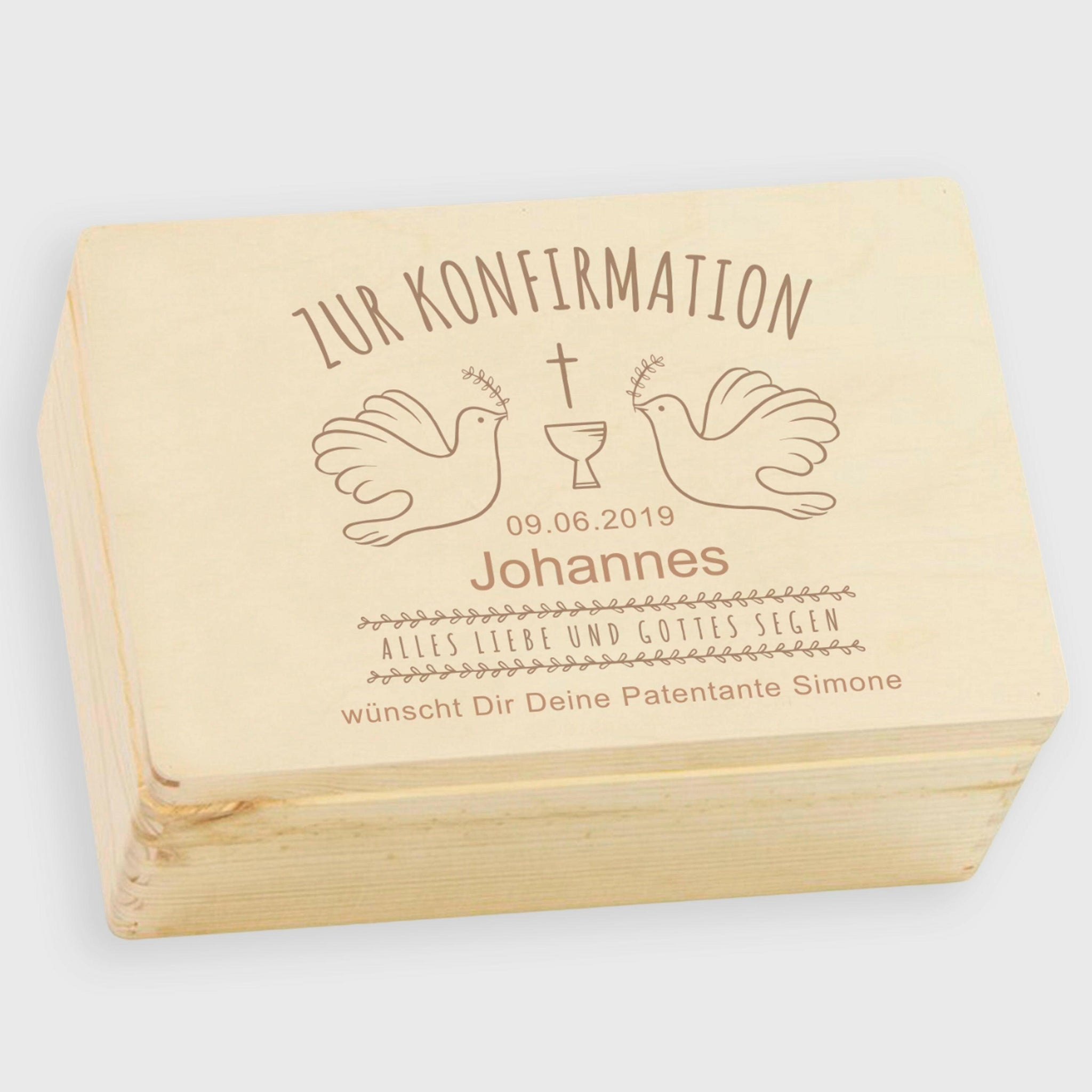 tauben blumenkasten Personalisierte Erinnerungsbox zur Konfirmation (Tauben Motiv), Natur