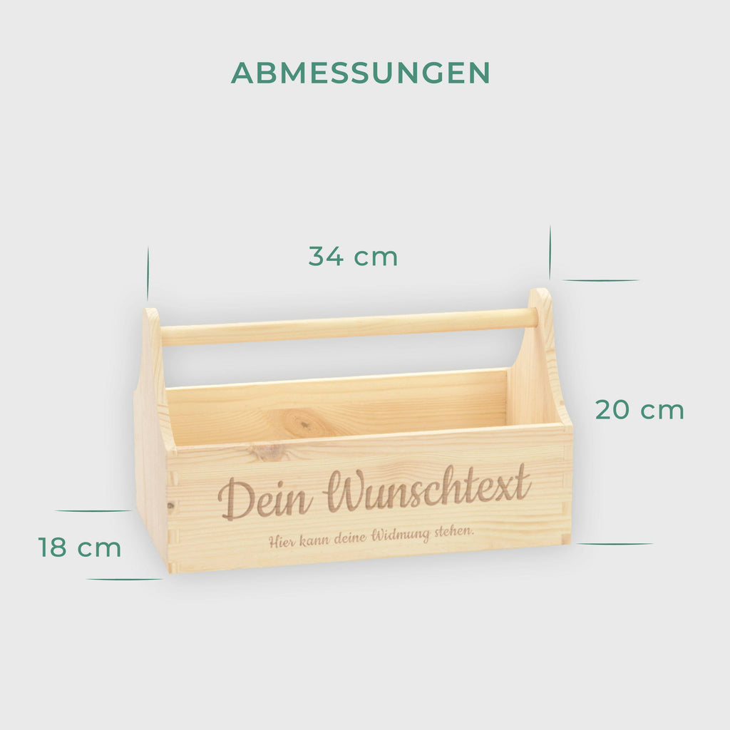 Geschenkkorb Personalisiert mit Wunschtext Gravur - Präsentkorb & Geschenkkiste | Werkzeugkasten & Wunschgravur - Holz Kiste Leer.