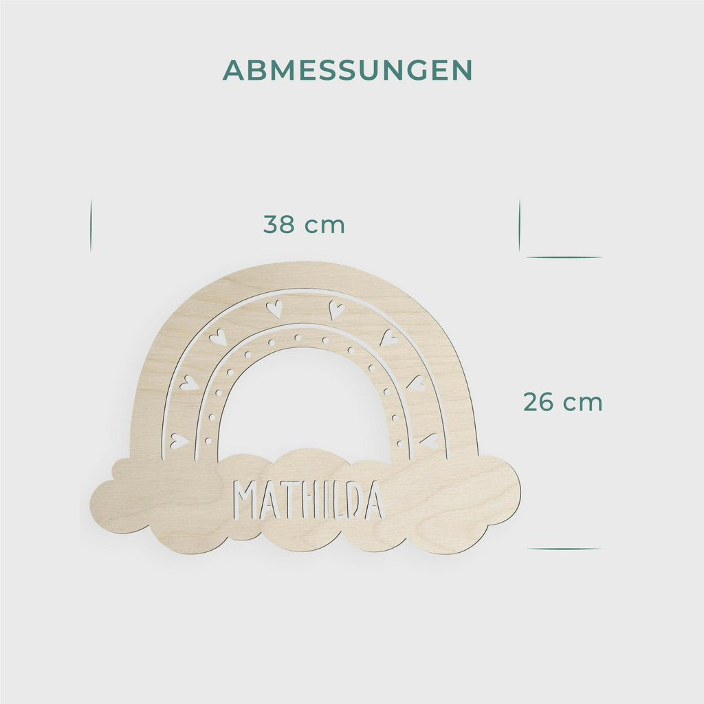 Schlummerlicht Baby mit Namen - Kinder Nachtlicht Personalisiert -  Regenbogen & Wolke | LED Holz Lampe.
