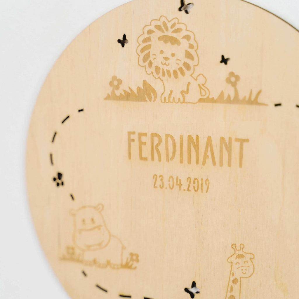 Namensschild aus Holz für zwei Kinder - Personalisiert - Dschungel Motiv - Natur - Image 3