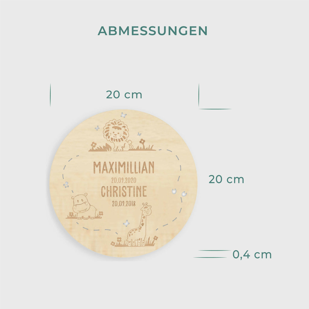 Namensschild aus Holz für zwei Kinder - Personalisiert - Dschungel Motiv - Natur - Image 4