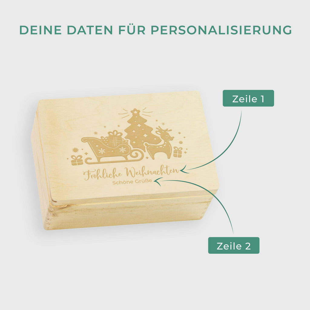 Erinnerungsbox - Personalisiert - Weihnachtsschlitten Motiv.
