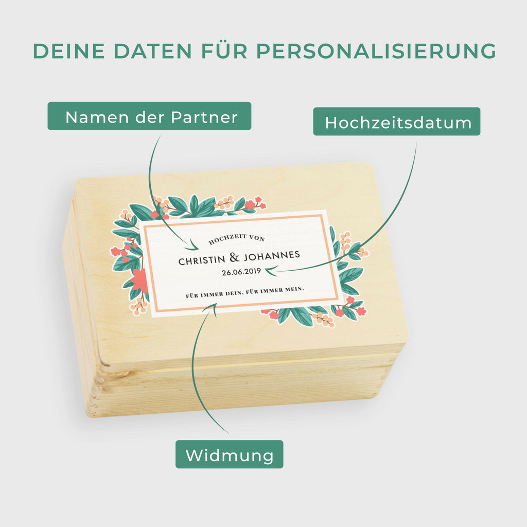 Geschenkbox zur Hochzeit - Personalisiert - Beeren Motiv - Natur.