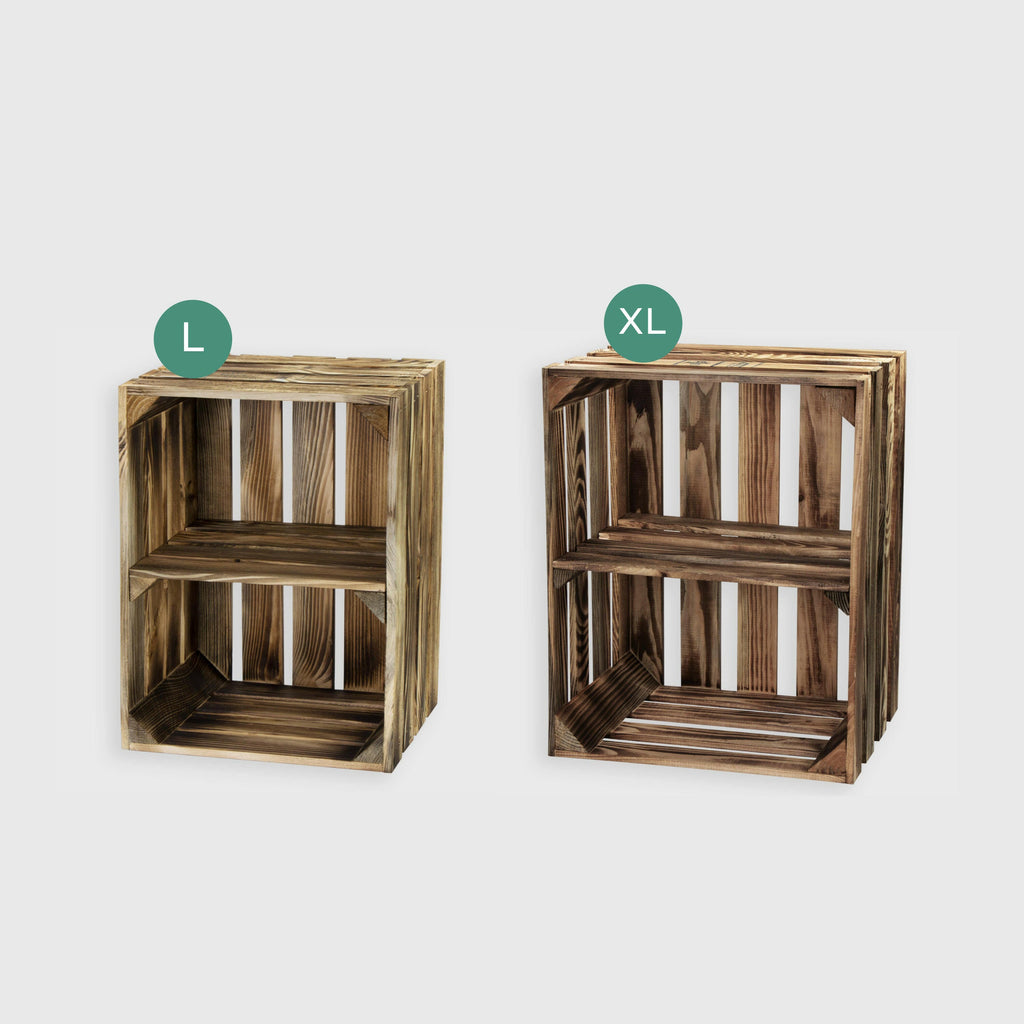 Vintage Weinkisten - 3er-Set - Regalboden Quer - Geflammt - Größe Wählbar - Image 3