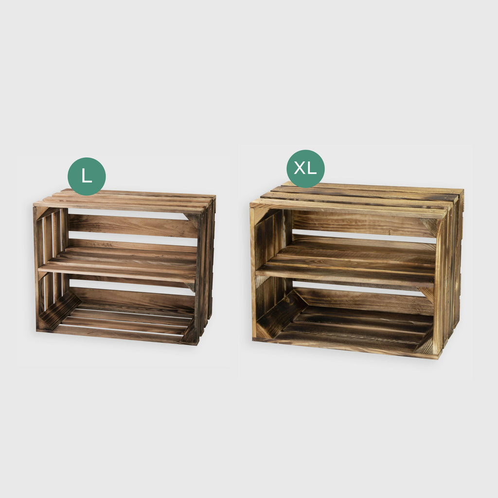 Vintage Weinkisten - 3er-Set - Regalboden Längs - Geflammt - Größe Wählbar.
