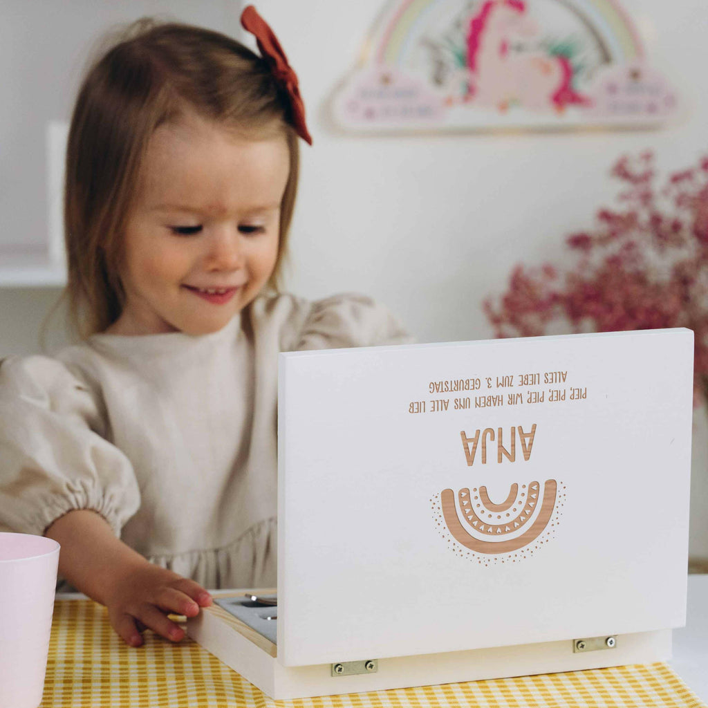 Kinderbesteck mit Namensgravur - Regenbogen Motiv- Besteck mit Namen - Image 2