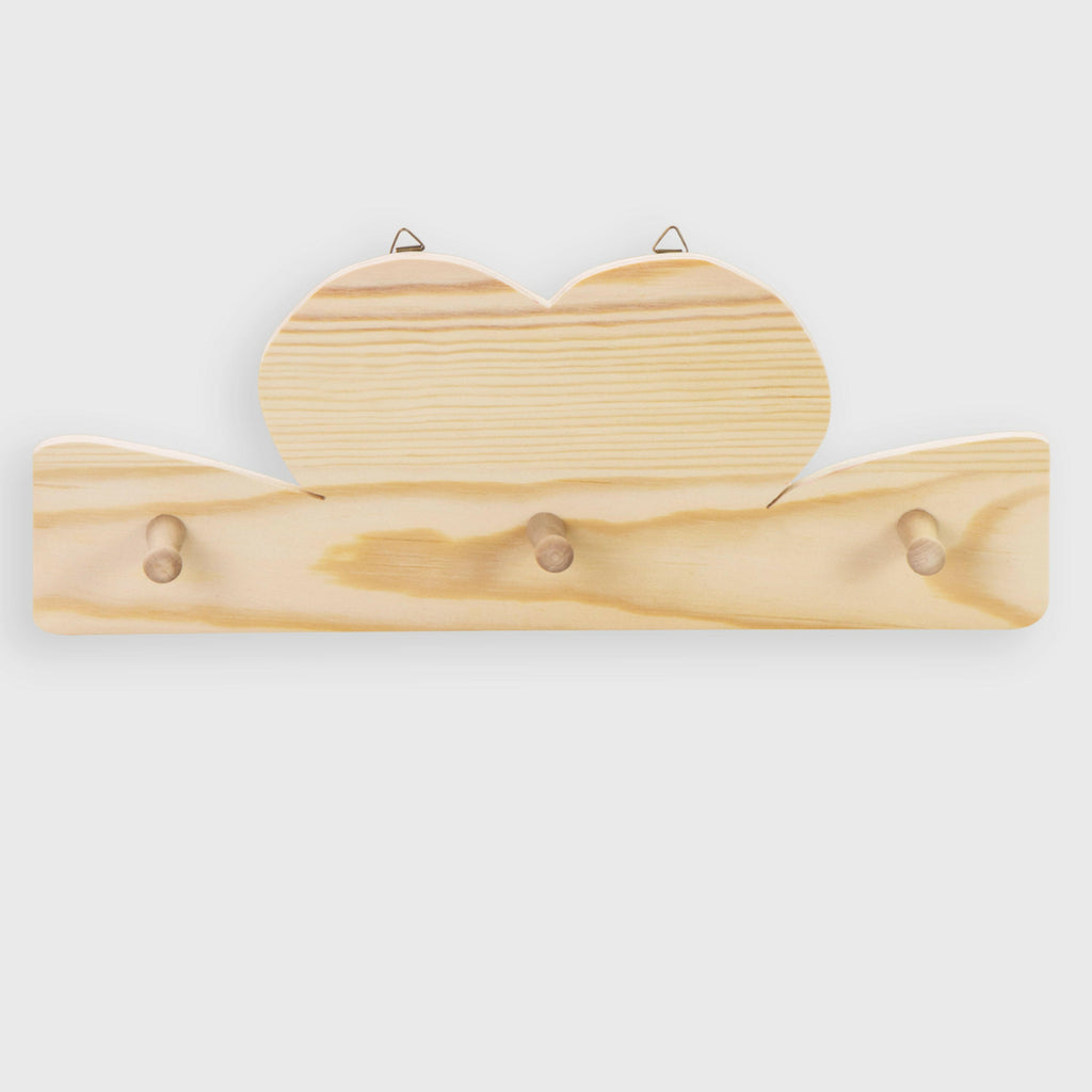 Hakenleiste aus Holz - mit 3 Garderobenhaken.