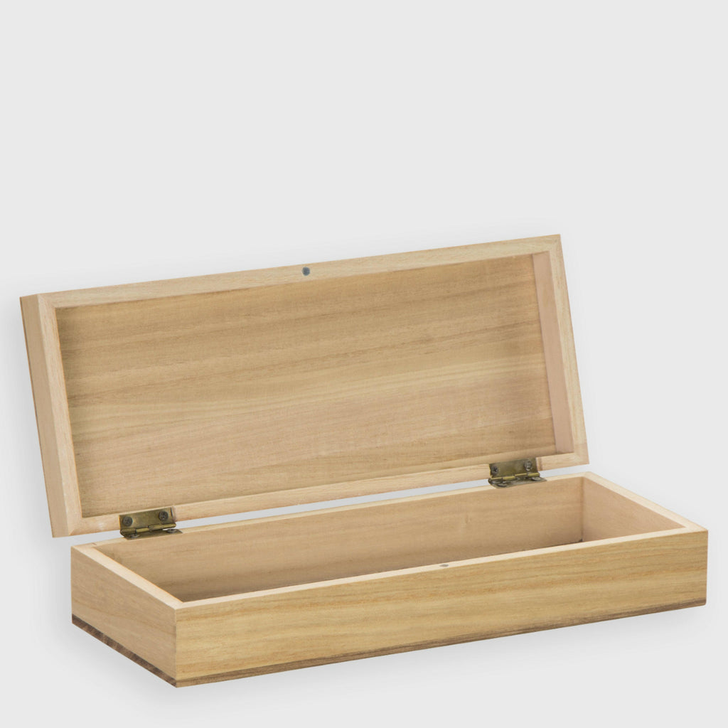 Holzschachtel mit Deckel klein -ca. 24x10x5 cm, Natur | Schmuckkästchen aus Holz - Holzschachtel Schatulle Geschenkbox als Holzkiste für DIY Geschenk.
