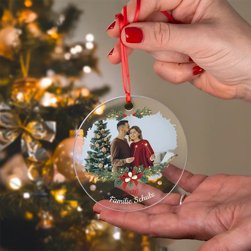 Personalisierter Weihnachtsbaumschmuck mit Foto, Widmung - Weihnachtskugel aus Acryl - Image 4