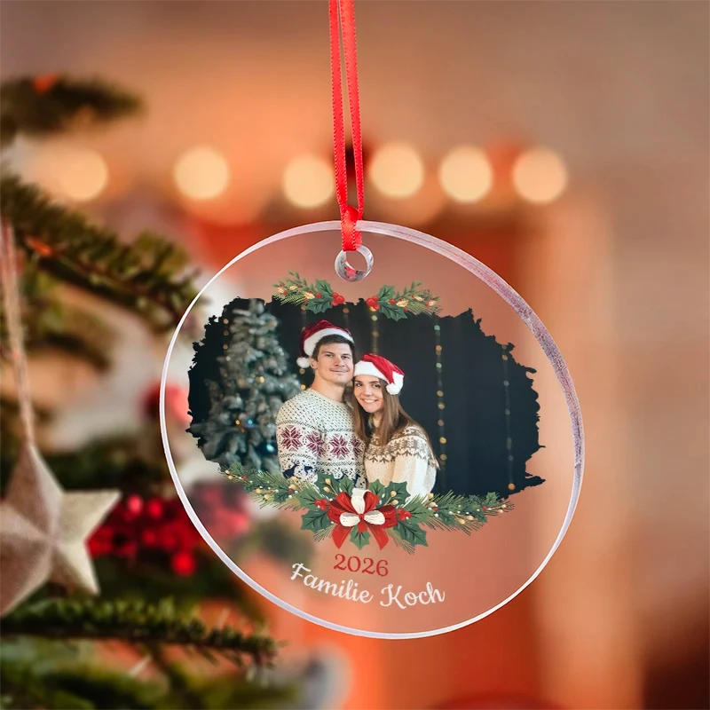 Personalisierter Weihnachtsbaumschmuck mit Foto, Widmung - Weihnachtskugel aus Acryl - Image 7