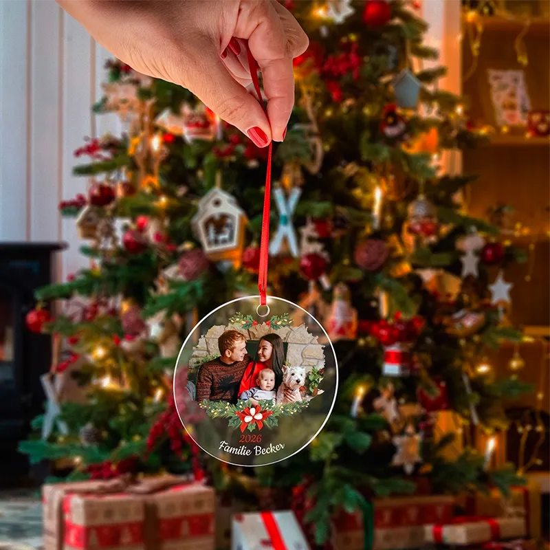 Personalisierter Weihnachtsbaumschmuck mit Foto, Widmung - Weihnachtskugel aus Acryl - Image 8