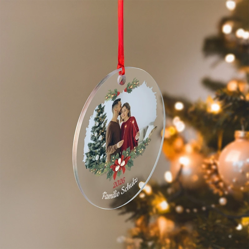 Personalisierter Weihnachtsbaumschmuck mit Foto, Widmung - Weihnachtskugel aus Acryl - Image 9