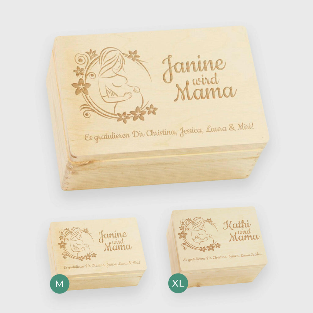 Personalisierte Erinnerungsbox für Werdende Mütter - Geschenk Schwangerschaft - Blumenzauber Du wirst Mama.