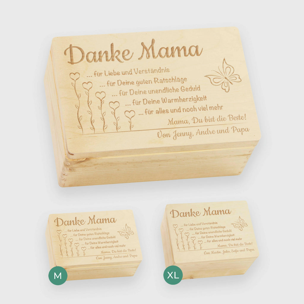 Personalisierte Geschenkbox für Ihre Mutter - "Danke Mama" Erinnerungskiste.