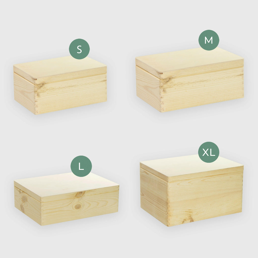 Erinnerungsbox mit Deckel - Holzkiste mit Deckel | Aufbewahrungsbox aus Holz - Kiste & Holzbox groß & klein, S | M | L | XL - Schöne Box, Natur, FSC®️.