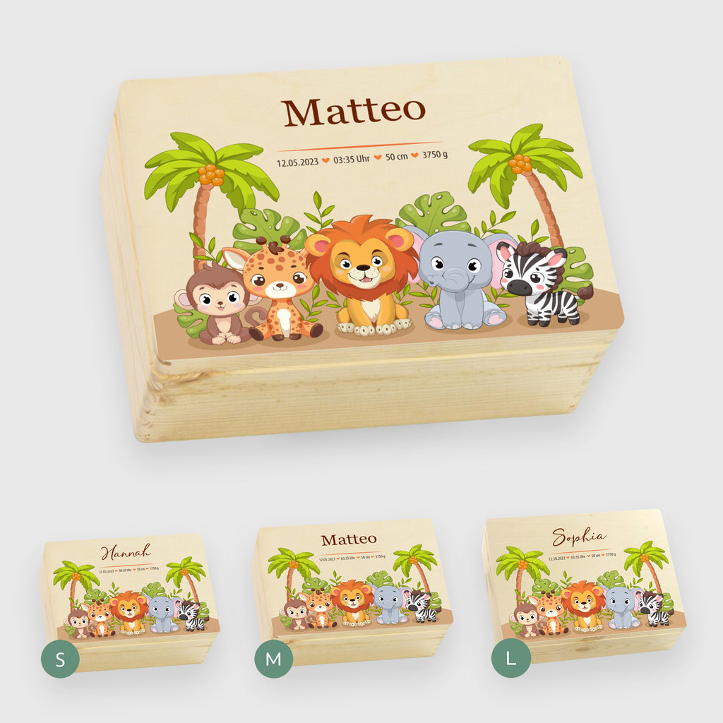 Erinnerungsbox für Baby - Safari - Holzkiste zur Geburt - Natur, FSC® - Image 5